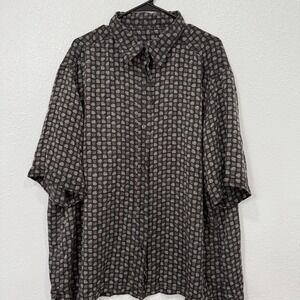 Crazy Horse A Claiborne Company Mens‎ Silk Camp Shirt Geometric Print XXL